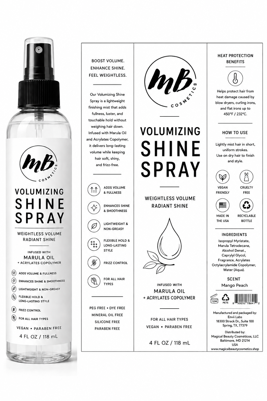 Volumizing Shine Spray and Heat Protector.